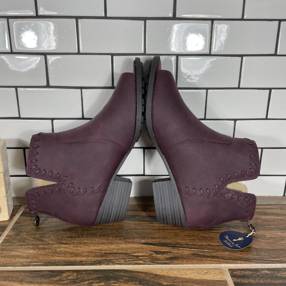 JBU By Jambu Harper Womens Size 8 Shoes Wine Whipstitched Peep Toe Ankle Boots - Picture 6 of 14